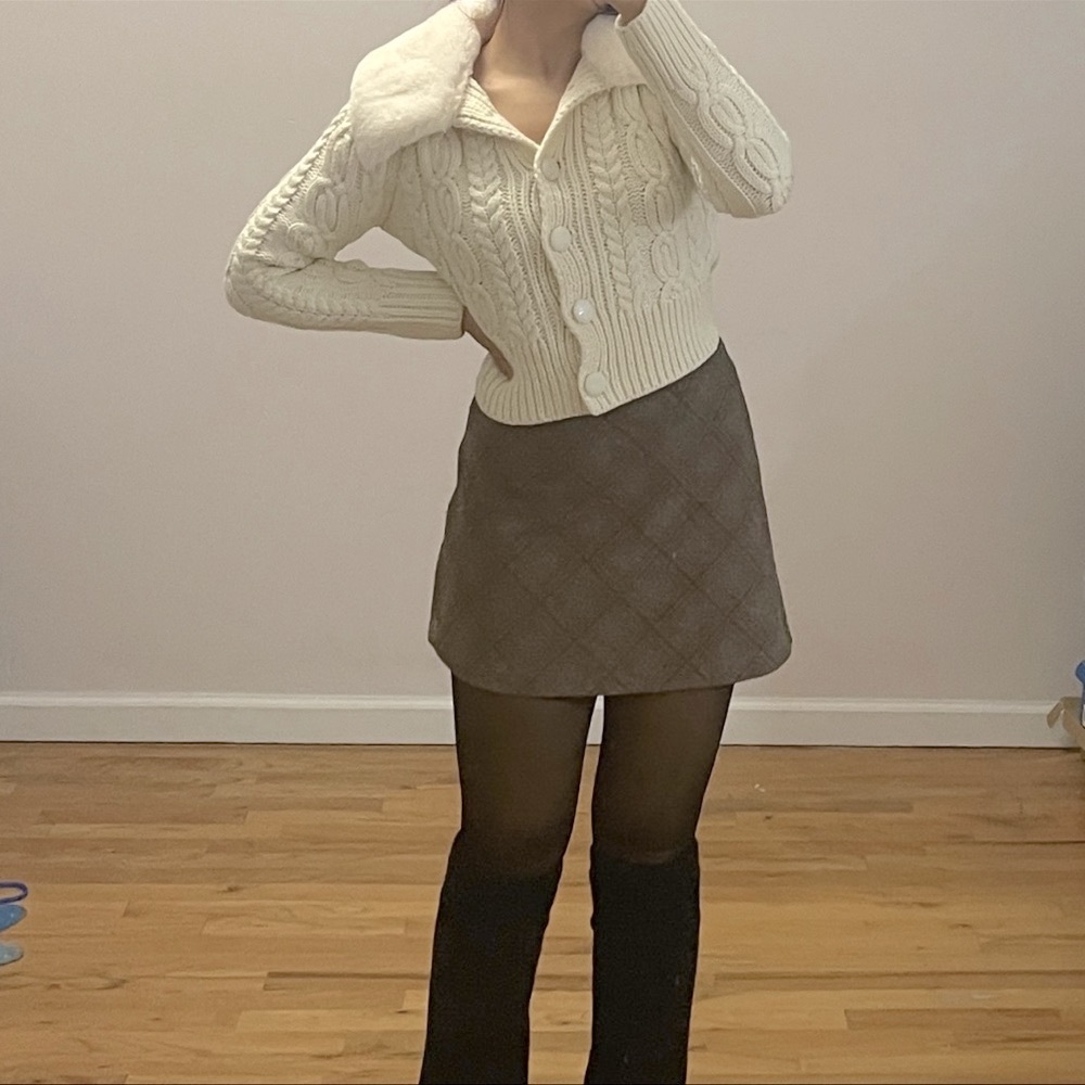 Fashion Nova Ivory Cable Knit Cardigan